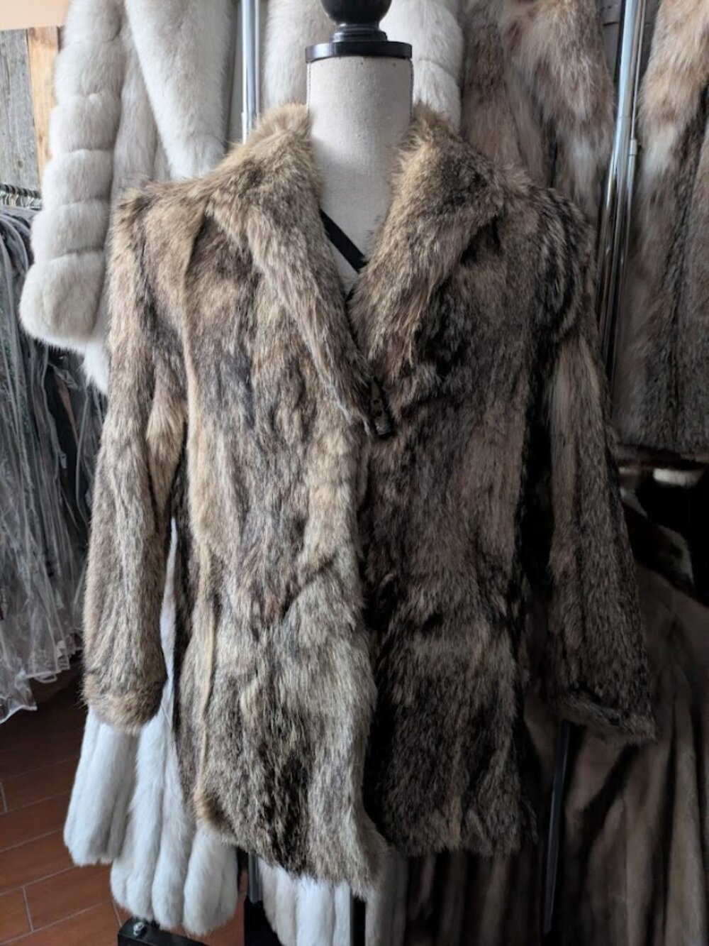 Golden Jackal Genuine Fur Jacket with Real Horn Buttons size small like coyote